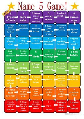 Name 5 Things Game, Name 5 Game, Uppfostra Barn, Classroom Games, Ice Breakers, Activity Games, Family Games, 5 Things, Teaching English