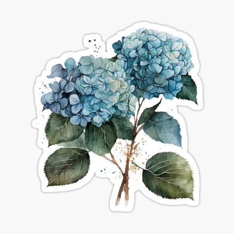 Hydrangea Sticker, Watercolor Hydrangea, Candy Stickers, Dinosaur Stickers, Easter Stickers, Inspirational Stickers, Watercolor Stickers, Scrapbook Stickers Printable, Blue Hydrangea