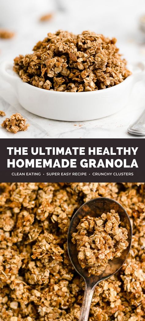 Low Calorie Granola, Cinnamon Granola Recipe, Granola Calories, Healthy Homemade Granola Recipe, Low Sugar Granola, Sugar Free Granola, Healthy Homemade Granola, Homemade Granola Recipe, Easy Homemade Granola