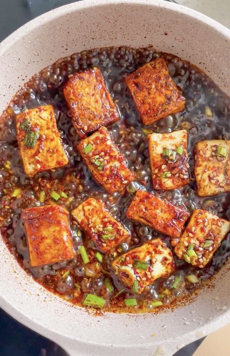 Korean Fried Tofu Recipes, Asian Style Tofu, Shrimp And Tofu Recipes, Tofu Recipes Japanese, Korean Entrees, Fish Tofu Recipe, Tofu Side Dish, Korean Tofu Recipes, Korean Bbq Tofu