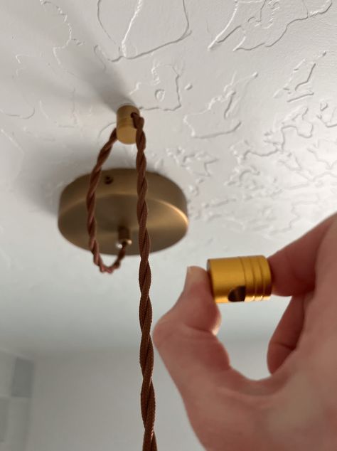 How to Swag a Light Fixture - How We Do How To Hang Lamp From Ceiling, Swag Hook Chandelier, Swag Light Fixture Dining Rooms, How To Swag Light Fixture, Swagged Light Fixtures, Off Center Light Fixture, Swag Lamps Living Room, Diy Swag Light, Light Over Kitchen Sink