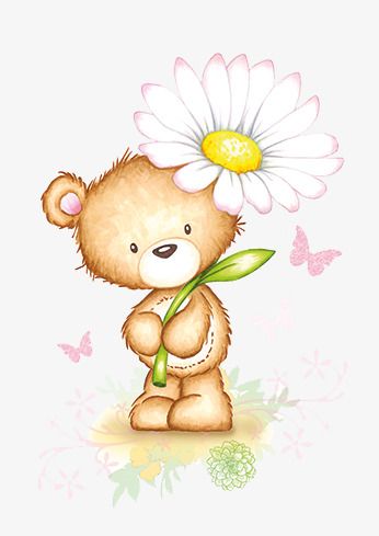 Bear Holding Flowers, Teddy Bear Images, Bear Drawing, Teddy Bear Pictures, Cute Bear Drawings, Bear Pictures, Tatty Teddy, Holding Flowers, Cute Clipart