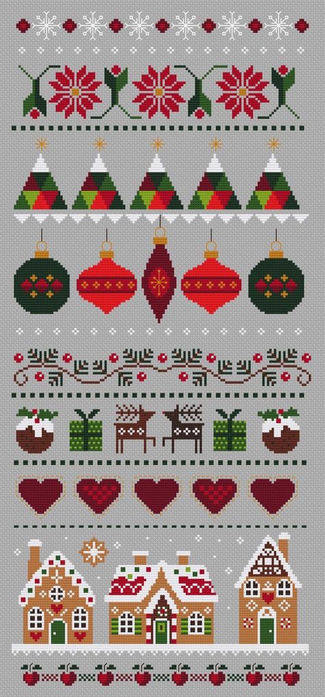 Christmas Cross Stitch Borders, Gingerbread House Cross Stitch Pattern, Cross Stitch Stocking Patterns, Scandinavian Style Winter, Cross Stitch Christmas Gifts, Scandinavian Cross Stitch Patterns, Cross Stitch Christmas Patterns, Christmas Cross Stitch Patterns Free, Christmas Charts