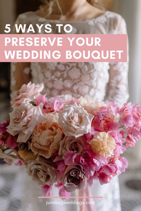 Easy tips for preserving your wedding bouquet | Image by Jes Workman How To Preserve Wedding Bouquet Diy Dry Flowers, How To Dry Wedding Bouquet, Drying Out Wedding Bouquet, How To Preserve Bridal Bouquet, Bridal Bouquet Keepsake Ideas, Drying Wedding Bouquet, How To Persevere Wedding Bouquet, Saving Wedding Bouquet, Save Wedding Bouquet