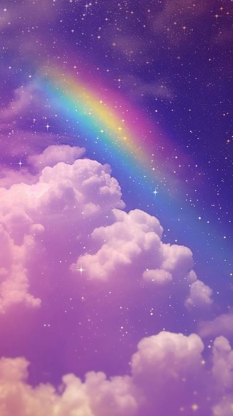 Cloud with rainbow and glitter outdoors nature purple. AI generated Image by rawpixel. | premium image by rawpixel.com / Pitcha Benrohman Beautiful Rainbow Nature, Rainbow Glitter Aesthetic, Purple Rainbow Aesthetic, Glitter Wallpaper Pink, Iphone Wallpaper Galaxy, Purple View, Cloud With Rainbow, The World Wallpaper, Cloud Purple