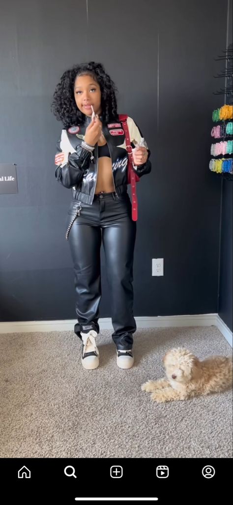 Rockstar Themed Outfit, Homecoming Tailgate Fits Black Women, Boujee Birthday Outfits Winter, Nocap Concert Outfit, Jean Tube Top Outfits Black Women, Cute Winter Outfits For Birthday, Baddie Winter Club Outfits, Birthday Dress Ideas For Women Winter, Leather Pants Inspo Outfits