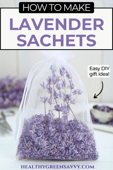 Delicious-smelling lavender sachets are an incredibly easy DIY project. Perfect for anyone who loves the relaxing scent of lavender, you can use these lovely sachets to promote better sleep or repel moths from your clothes closet. This simple tutorial offers the quickest shortcuts for making easy DIY lavender sachets. They make a wonderful -- but quick and super-simple -- homemade gift idea. Read the full blog post to find out everything you need to know about making these lovely sachets. Lavendar Drawer Sachet, How To Make Lavender Sachets, Lavender Sachets Diy How To Make, What To Do With Dried Lavender, Lavender Sachets Diy, Diy Lavender Bags, Lavender Plant Uses, Scent Sachet, Lavender Plant Care