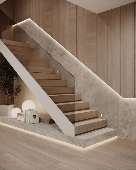 Window Stairs Design, درابزين السلم, Luxury Stairs, Staircase Interior Design, Modern Stair Railing, Staircase Design Modern, Stairs Design Interior, Glass Stairs, Stairs Design Modern