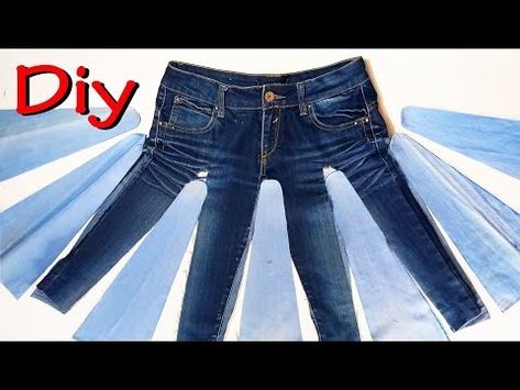 How to diy a skirt from old jeans / Upcycling jeans / Easy sewing skirt / renew old clothes - YouTube How To Turn A Pair Of Jeans Into A Skirt, Diy Jean Skirt From Jeans Tutorials, Jeans Skirt Diy Upcycling, Trousers To Skirt Diy, Denim Jeans To Skirt Diy, Jean Skirt From Old Jeans, Diy Denim Skirt From Jeans Tutorials, How To Make A Denim Skirt Out Of Jeans, Turning Jeans Into A Skirt