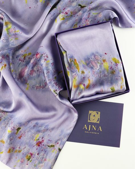 Botanically dyed silk pillowcase set 🪻 #botanicallydyed #silkpillowcase #naturallydyed #ajnacalifornia #botanicaldyeing #shoplocal Botanical Dyeing, Dyed Silk, Eco Printing, Dyeing Techniques, Silk Pillowcase, 2024 Vision, Silk Dyeing, Naturally Dyed, Silk Painting