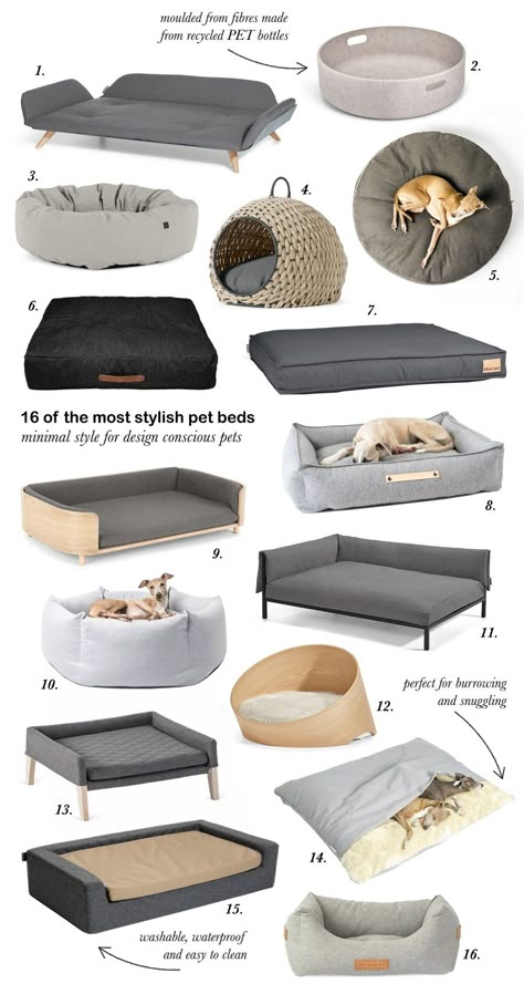 16 of the most stylish pet beds and minimalist dog beds Dogs Furniture, Cat Bed Diy, Beds Minimalist, Cute Dog Bed, Dog Bed Diy, Bed Minimalist, Katt Diy, Beautiful Bed Designs, Stylish Dog Beds