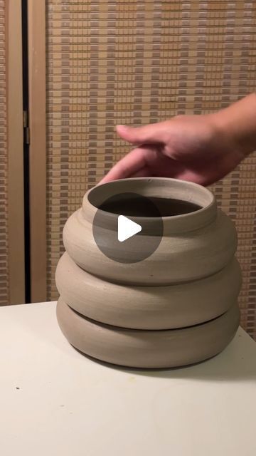 made by elena on Instagram: "making a tiered 🌱pot, for your thriving (and struggling!) plant friends

loving the rim on this plant pot, it def makes the form feel more finished and complete 🙂‍↔️💚

#pottery #plant #ceramics #houseplant #plantcare #nature #aesthetic #homedecor" Pottery Wheel Plant Pot, Wheel Thrown Planter, Plant Pot Pottery Ideas, Plant Ceramics, Pottery Plant Pots, Ceramic Project Ideas, Throwing Pottery, Thrown Ceramics, Clay Plant Pots