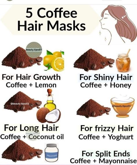 Coffee In Hair Mask, Frizzy Hair Mask Diy, Hair Mask With Coffee, Home Made Hair Mask For Frizzy Hair, How To Make Your Own Hair Mask, Hair Homemade Mask, Hair Mask Tips, Homemade Hair Mask For Shiny Hair, How To Use Coffee For Hair