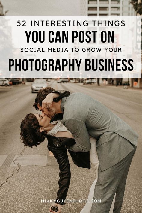 52 Interesting Things You Can Post on Social Media to Grow Your Photography Business | Photography by Nikkolas Nguyen | Nikk Nguyen Photo • Austin Wedding Photographer #photographer #weddingphotographer #photographybusiness #photographytips #photographytricks Photography Facebook Posts, Photographer Social Media Post Ideas, Photography Giveaway Ideas, Photography Posts Social Media, Photography Content Ideas, Photographer Content Ideas, Photography Social Media Post Ideas, Social Media Photography Ideas, Photography Social Media Post