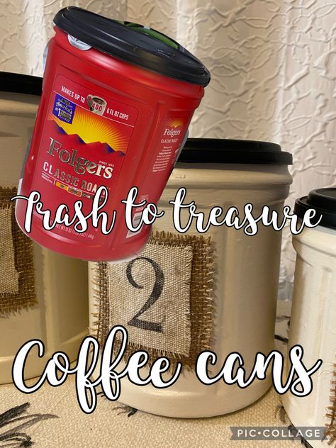 Coffee Canister Ideas Diy, Coffee Can Storage, Recycled Storage Ideas, Diy Coffee Container Ideas, Folgers Coffee Container Crafts Upcycle, Diy Country Kitchen Decor, Coffee Mate Container Ideas, Repurpose Coffee Containers, Coffee Filter Storage Ideas Diy