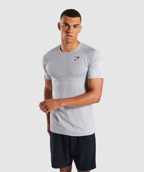 Gymshark Shadow X Seamless T-Shirt - Light Grey Marl 1 Gymshark Men, Workout Goals, T Shirts White, 2024 Christmas, High Intensity Workout, Gym Tops, Workout Session, Keep Fit, Keep Cool