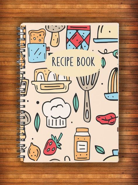 Cookery Notebook Design, Recipe Book Front Cover Design, Cook Book Cover Design Ideas, Recipe Book Cover Design Ideas, Recipe Book Aesthetic Cover, Recipe Book Diy Cover, Baking Book Cover Design, Recipe Book Design Ideas, Cook Book Cover Design Aesthetic