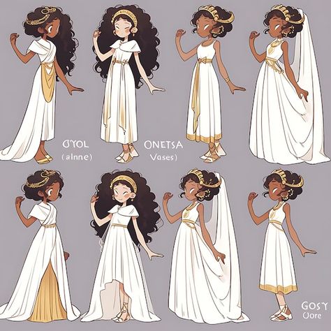 Greek Female Clothing, Greek Goddess Clothes Drawing, Hellenic Aesthetic Outfit, Greek Gods Clothes, Greek Outfit Design, Goddess Outfit Art, White Dress Reference, Greek Fantasy Outfit, Greek Clothes Women