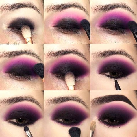 33 Eye Makeup Tutorials To Take Your Beauty To The Next Level Maquillage Goth, Goth Makeup Tutorial, Goth Eye Makeup, Make Up Designs, Purple Eye Makeup, Fest Outfits, Makeup Tutorial Eyeshadow, Smink Inspiration, Eye Makeup Steps