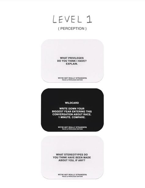 We're Not Really Strangers Race and Privilege Level 1 Questions | We're not really strangers cards, We're not really strangers questions, Getting to know someone We Aren't Really Strangers, Wnrs Questions, We're Not Really Strangers Questions, We're Not Really Strangers Cards, Thoughtful Questions, Party Card Games, Conversation Topics, Conversation Cards, Deep Questions