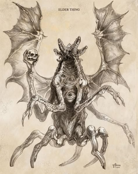 Concept- Elder Thing by NathanRosario on DeviantArt Lovecraft Monsters, Cthulhu Fhtagn, Lovecraft Art, Cthulhu Art, Mountains Of Madness, Elder Gods, Lovecraft Cthulhu, Weird Fiction, Lovecraftian Horror