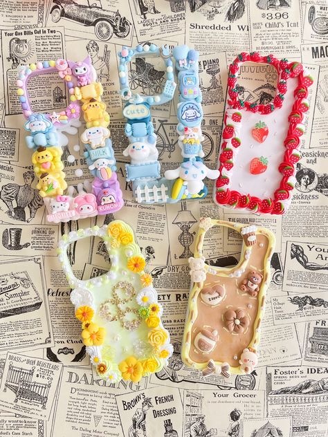 Diy Phone Case Cream Glue, Cream Diy Phone Case, Decoden Case Ideas, Cream Gel Phone Case, Cream Glue Ideas, Cream Glue Phone Case Ideas, Decoden Cream Phone Case, Deco Phone Cases Whipped Cream, Decoden Phone Case Aesthetic