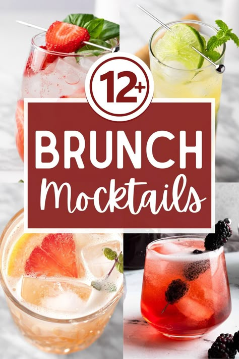 These Non Alcoholic Brunch Drinks are refreshing, easy to make brunch mocktails that are perfect for your next brunch with friends! Juice For Brunch, Brunch Drinks Non Alcoholic Breakfast, Non Alcoholic Breakfast Cocktails, Birthday Brunch Menu Ideas Easy, Drinks To Serve At Brunch, Non Alcoholic Mimosa Bar Ideas, Breakfast Beverages Non Alcoholic, Virgin Brunch Drinks, Breakfast Non Alcoholic Drinks