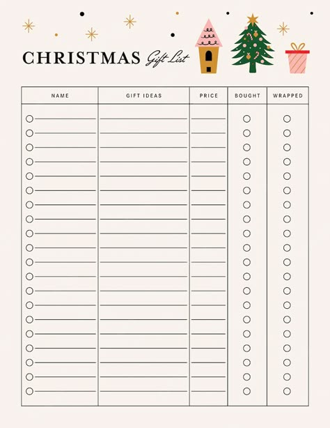 Christmas Shopping List Printable, Christmas Gift Checklist, Christmas List Printable, Christmas Planner Printables, Christmas List Template, Gift List Printable, Christmas Gift Planner, Shopping List Printable, Gift Checklist