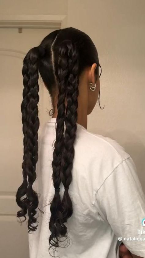 Volleyball Braids, Braided Pigtails, Long Length Hair, Easy Hairstyles For Thick Hair, Easy Hairstyles For School, Pigtail Braids, Pigtail Hairstyles, Slick Hairstyles, Fantasias Halloween