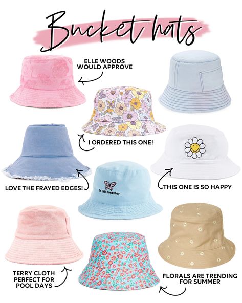 Bucket hats are a major trend this summer! Buket Hats Outfits, Festival Astethic, Cute Bucket Hat Outfits, Bucket Hat Inspo, Bucket Hat Ideas, Bucket Hat Outfits, Hat Outfit Summer, Cute Bucket Hats, Daisy Hat