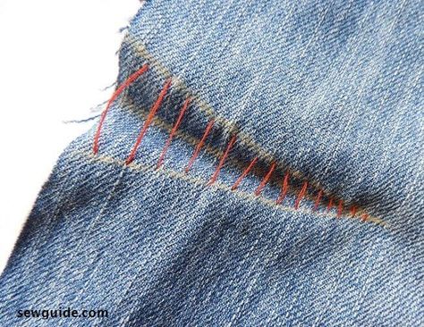 5 Invisible Stitches for sewing seams and hems without a sewing machine - Sew Guide Invisible Seam Stitch, Ladder Stitch Jeans, Invisible Stitch Jeans, How To Sew A Seam By Hand, Disappearing Stitch Hand Sewing, Invisible Stiches Hem, Hand Sewing Hacks Alterations, Sewing Seams By Hand, Invisible Seam Sewing