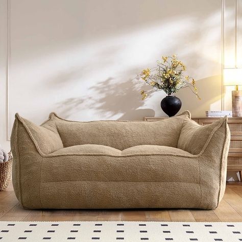 2 Seater Bean Bag Sofa Loveseat Sherpa Fabric Lazy Sofa Bean Bag Chair - Bed Bath & Beyond - 39780406 Sofa Bean Bag, Floor Couch, Oversized Furniture, Bean Bag Sofa, Teddy Fabric, Couch Fabric, Couch And Loveseat, Sherpa Fabric, Lazy Sofa