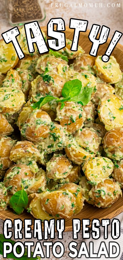 Potato Salad With Avocado, Pesto Potato Salad Recipe, Potato Pesto Salad, Pesto Potato Salad, Red Skin Potato Salad, Farmhouse Recipes, Cottagecore Recipes, Potato Salad Recipes, Pesto Potatoes