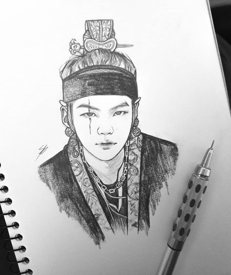 #SUGA #D_2 #DAECHWITA #FANART Bts Sketch, Draw Bts, Art Drawing Sketch, Kpop Drawings, Fanart Bts, Arte Inspo, Bts Art, Bts Drawings, Kpop Fanart