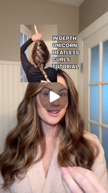 How To Do The Unicorn Heatless Curls, Unicorn Heatless Curls Results, Heatless Unicorn Curls, Heatless Curls Criss Cross, How To Style Heatless Curls, Unicorn Method Heatless Curls, Unicorn Hair Curling Method, Unicorn Overnight Curls, Heartless Curls Unicorn Method