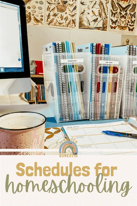 Planning out the homeschool day looks a little bit different to each of us. Whether you prefer routines or strict schedules, creating a homeschool schedule that works for you can take a little planning and trial. Block Scheduling Homeschool, Homeschool Room Organization Storage, Homeschool Curriculum Storage, Organizing Homeschool Curriculum, 4th Grade Homeschool Schedule, Homeschool Schedule 3rd Grade, Homeschool Schedule High School, Home School Schedule Daily Routines, Homeschool Schedule Ideas