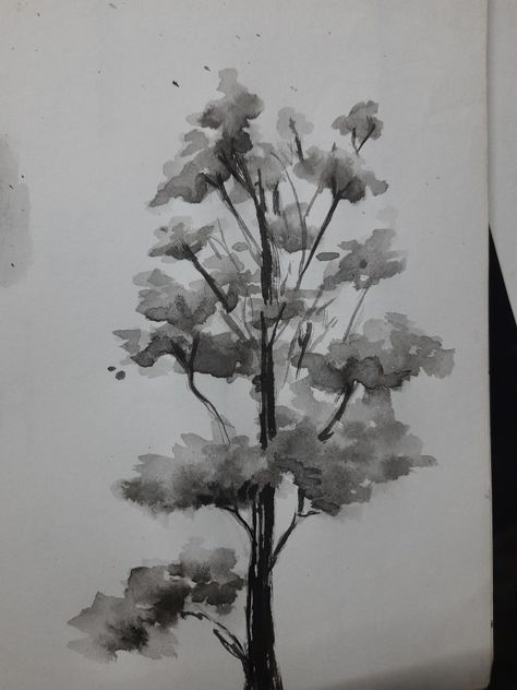 Ink and brush Brush And Ink Drawing, Ink And Wash Painting, Pen And Wash Drawings, Ink Wash Art, Brush Ink Drawing, Ink Wash Drawings, Dismantled Art, India Ink Art Ideas, India Ink Art