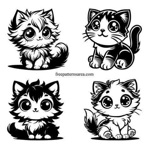 Diy Laser Cut, Line Art Vector, Cat Vector, Fluffy Kittens, Adorable Kitten, Image Svg, Halloween Silhouettes, Laser Engraved Ideas, 3d Printing Projects