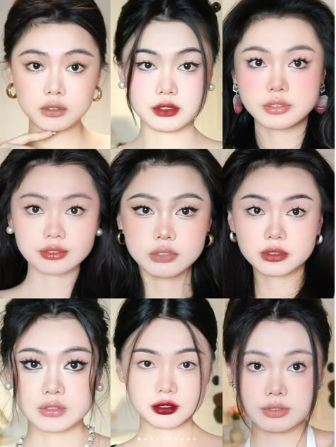 Medium Visual Weight Makeup, Square Face Makeup, Makeup For Round Eyes, Eastern Makeup, Makeup Contouring, Round Face Makeup, Doll Eye Makeup, Makeup Artist Tips, Pose Fotografi