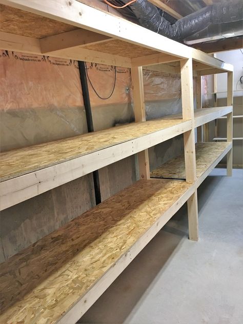 Garage Kasten, Wooden Garage Shelves, Basement Storage Shelves, Basement Shelving, Pallet Deck Diy, Wooden Storage Shelves, Wood Storage Shelves, Diy Storage Shelves, Extra Space Storage