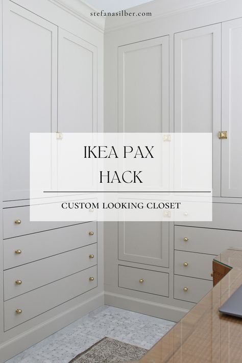 Ikea Decor Hacks, Walk In Closet Ikea, Pax Hack, Ikea Pax Hack, Primary Closet, Ikea Pax Closet, Closet Ikea, Pax Closet, Ikea Built In