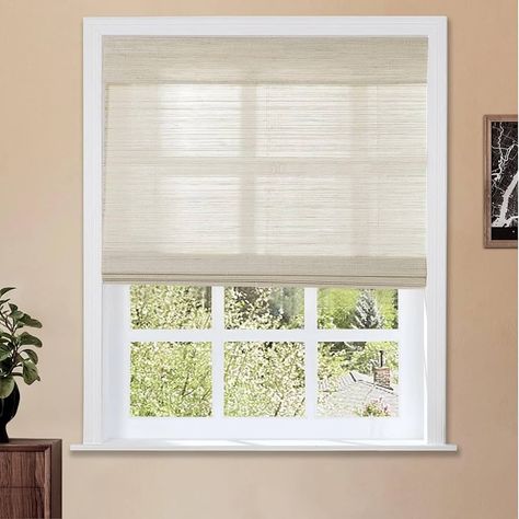 Amazon.com: TWOPAGES Cordless Roman Shade, Light Filtering Woven Bamboo Blinds for Windows, Custom Natural 100% Ramie Roman Shade for Interior Windows, Coconut, 1 Shade : Home & Kitchen Cordless Shades, Light Filtering Window Treatments, Bamboo Roman Shades, Cordless Blinds, Cordless Roman Shades, Privacy Shades, Sliding Door Blinds, Wall White, Indoor Window