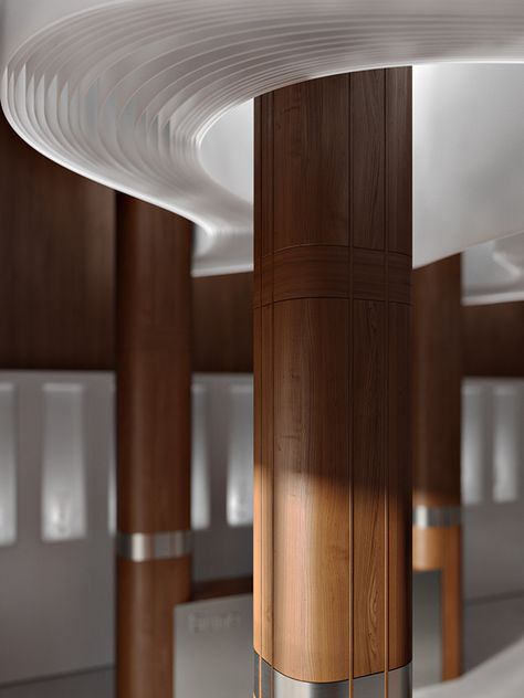 DUNE on Behance Dune Perfume, Column Cladding, Interior Cladding, Column Covers, Interior Columns, Jewelry Store Design, Pillar Design, Column Design, Perfume Store