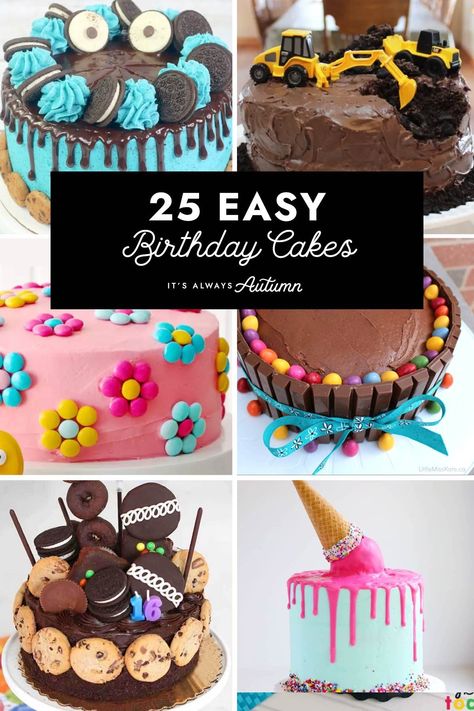 Easy Birthday Cake For Women, Diy Birthday Cake For Girls Easy, Kids Cakes For Girls Birthdays, 9 Yrs Old Girl Birthday Party Ideas, Girls Bday Cake Ideas, Home Made Cake Decorations Ideas, Kids Birthday Cakes Girls Easy, Easy Cake Decorating Ideas For Beginners, Easy Birthday Cake Ideas For Kids