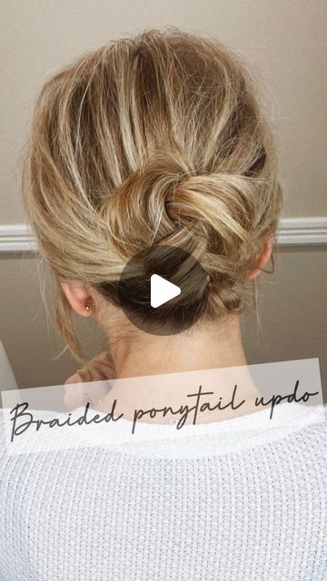 Braided Ponytail Updo, Grey Hair Updos, Ashley Erickson, Short Hair Updo Easy, Fine Hair Updo, Short Hair Updo Tutorial, Easy Updos For Medium Hair, Hair Updos Tutorials, Short Hair Up