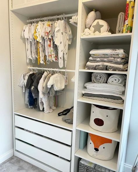 Baby Room Closet, Baby Room Storage, Cozy Baby Room, Nursery Closet Organization, Baby Closet Organization, Baby Room Organization, Baby Room Neutral, Baby Room Themes, Baby Clothes Organization