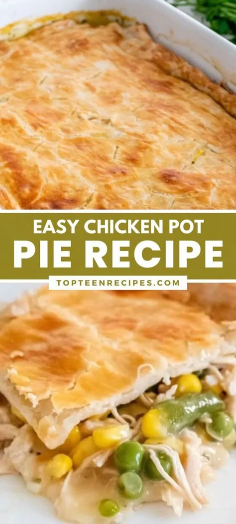 Easy Chicken Pot Pie Recipe - Top Recipes The Best Chicken Pot Pie, Pot Pie Recipe Easy, Easy Chicken Pot Pie Recipe, Best Chicken Pot Pie, Chicken Pie Recipe, Chicken Pot Pie Filling, Chicken Pot Pie Casserole, Homemade Chicken Pot Pie, Chicken Pot Pie Recipe