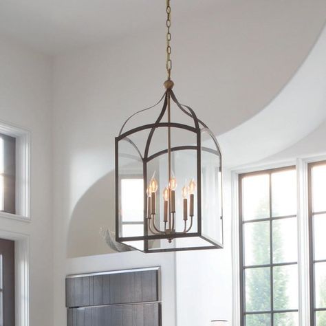 Gracie Oaks Jeremie 6-Light Foyer Lantern Pendant | Wayfair Foyer Lantern, Entry Chandelier, Entryway Light Fixtures, Fabric Lantern, Entryway Chandelier, Foyer Lighting Fixtures, Foyer Chandelier, Entryway Lighting, Lantern Chandelier