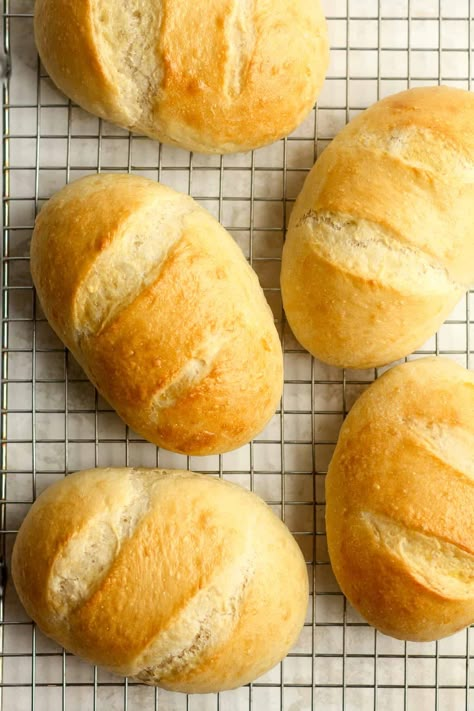 Homemade Hoagie Rolls are delicious, soft-baked rolls made out of the best French bread dough. This simple, 5-ingredient recipe makes the BEST sandwiches, and can be stored in the freezer for several months. Homemade Hoagie Rolls, Sandwich Buns Recipe, Hoagie Roll Recipe, Quick Pizza Dough, Sandwich Rolls, Wheat Pizza Dough, Hard Rolls, Homemade Sandwich, Best Sandwiches