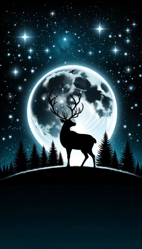 Winter Deer Silhouette, Raindeer Wallpapers, Raindeer Drawing Silhouette, Reindeer Pictures, Wallpapers For Christmas, Christmas Phone Wallpaper Backgrounds, Backgrounds For Christmas, Christmas Mural, Deer Images